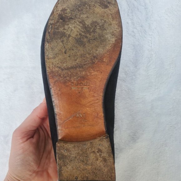 Authentic Vintage Classic Black Suede leather & Gold Horse-bit Gucci loafers 9.5 - Picture 8 of 8